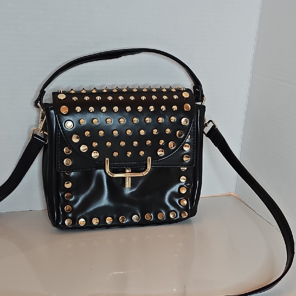 Zara Handbags - Zara Black Crossbody Bag with Gold Studs